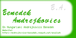 benedek andrejkovics business card